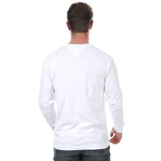 Men's Tommy Hilfiger Contrast Linear Logo Long Sleeve T-Shirt in White