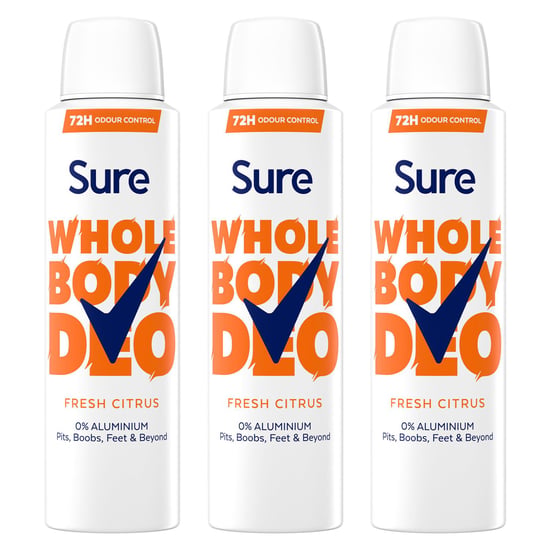 Sure Women Fresh Citrus Whole Body Deodorant Spray Aluminium Free 150ml, 3 Pack