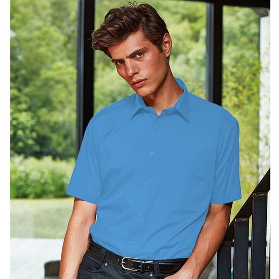 Premier Heren Korte Mouw Formele Poplin Gewoon Werk Shirt (Saffier) - Image 2