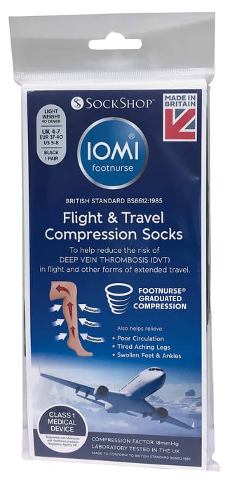 IOMI - Ladies 18 mmHg Graduated Compression Flight Socks for DVT - Image 2