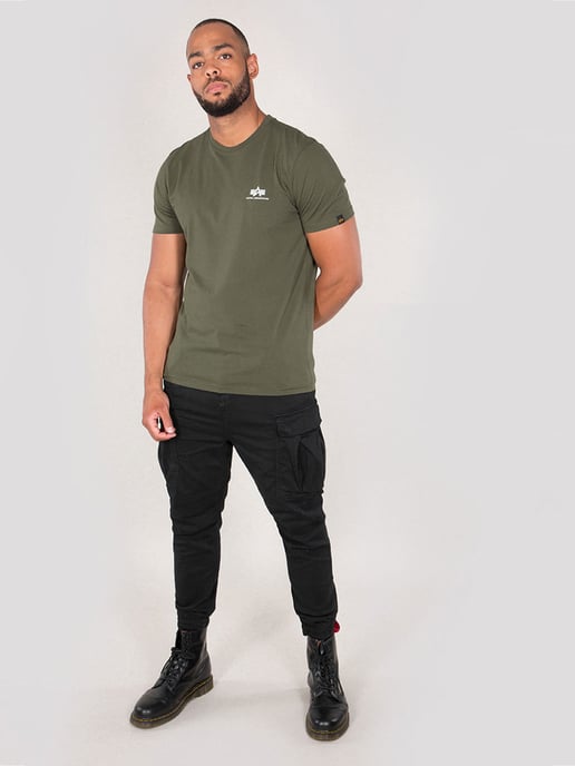 Alpha Industries Heren Basic T Klein logo in Olijf - Image 3
