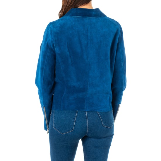 Women's long-sleeved leather jacket with lapel collar JWL002