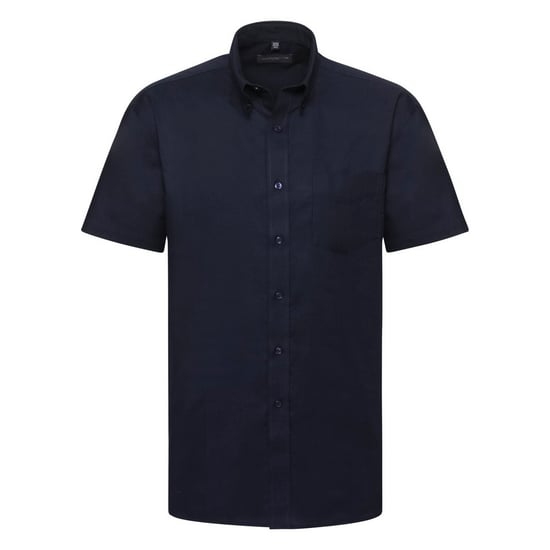 Russell Collection Mens Short Sleeve Easy Care Oxford Shirt (Bright Navy) - Image 1