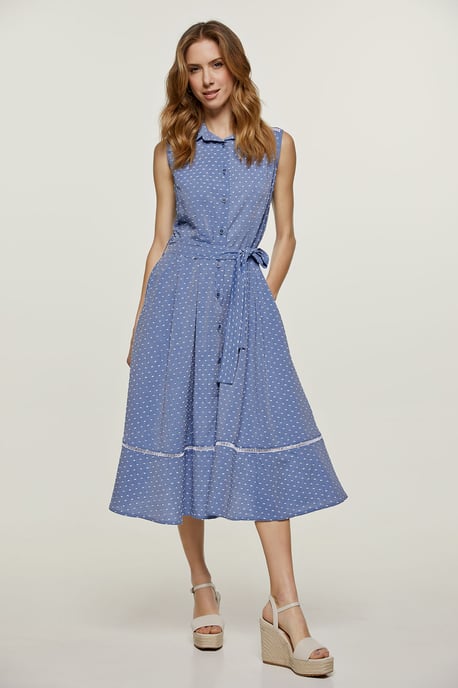 Indigo knoopdetails jurk - Image 1