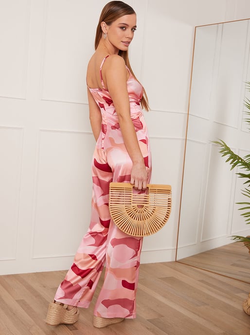 Petite Sleeveless Floral Jumpsuit in Pink