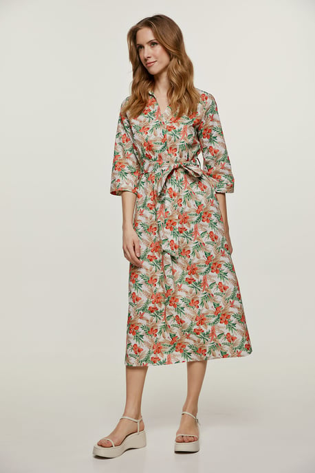 Print Poplin stijl Midi jurk - Image 5