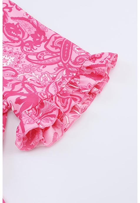 Dam Boho Paisley Print Ruffle Tiered Maxiklänning i Rosa - Image 3