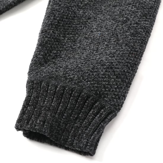 Herrkofta med dragkedja och uppstående krage, fodrad tjock stickad pullover Mörkgrå - Image 4