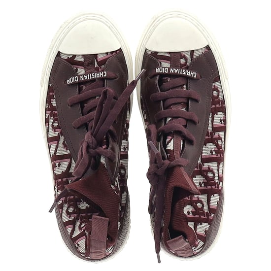 Christian Dior Walk 'n' Dior Knitted High-Top Sneakers in Burgundy Leather and Polyester - Image 3