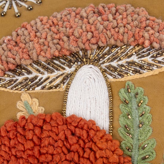 Wylder Mushroom Dell Embroidered Cotton Cushion Cover