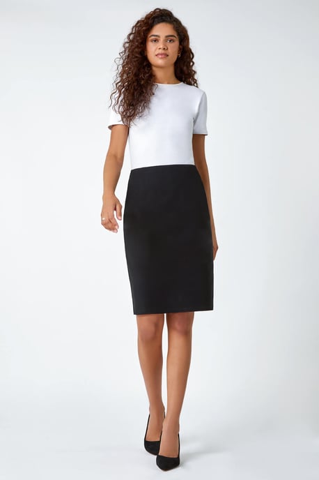 Pull On Stretch Elastic Waist Pencil Skirt