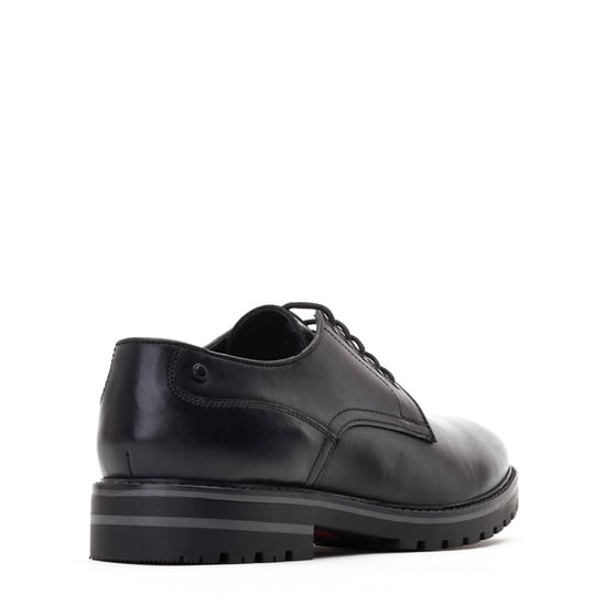Base London Mens Halsey Waxy Black Derby Shoe