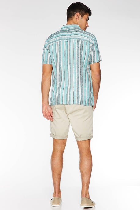 Short Sleeve Revere Collar Aztec Shirt in Mint