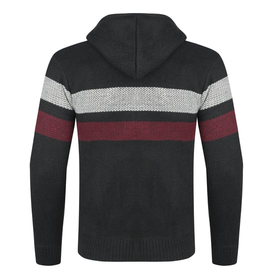 Vinterövergångskofta med huva för män Fodrad Chunky Stickad Varm jacka med huva Navy - Image 3