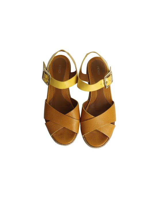 Fendi Cross Ankle Strap Sandals in Multicolor Patent Leather - Image 5