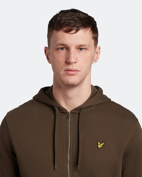 Lyle & Scott Zip Through Hoodie in Olive - Image 4