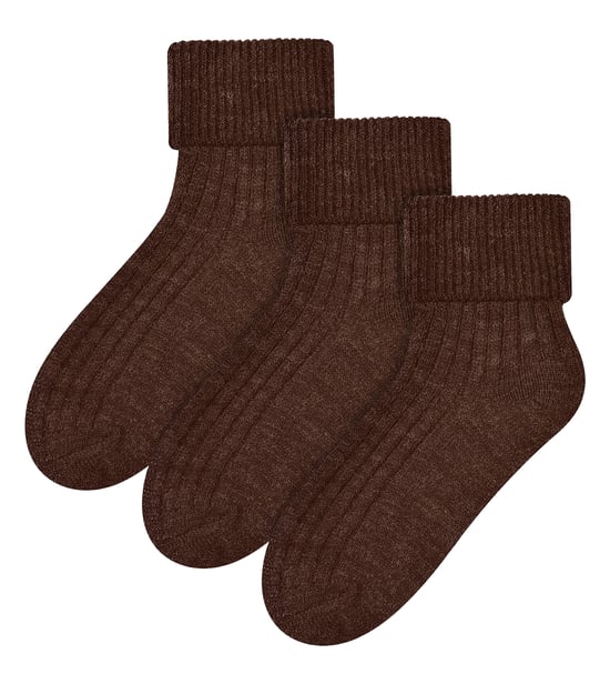 3 Pairs Womens Wool Bed Socks | Steven | Luxury Warm Lounge Sleep Socks - Chocolate - Image 1