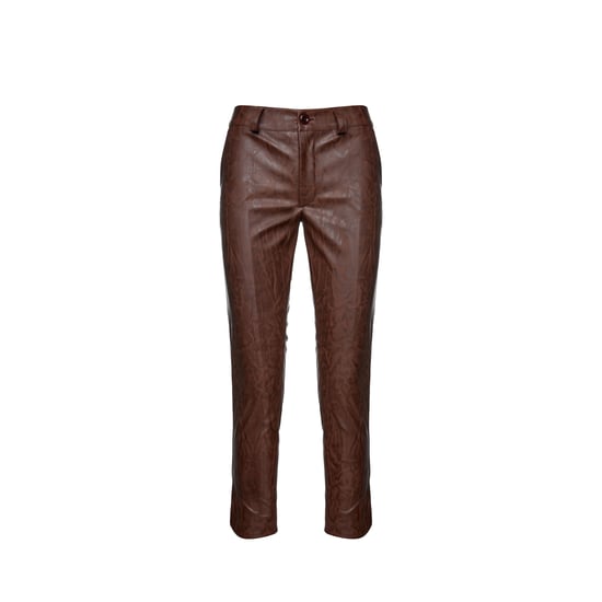 Chocolate Brown Faux Moire Leather 7/8 Pants - Image 1