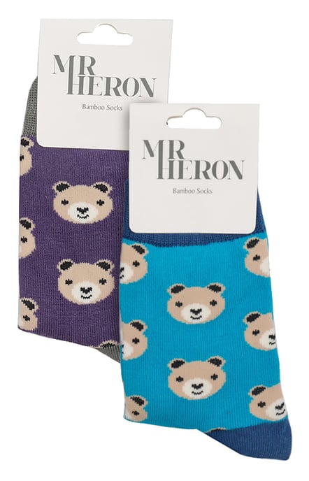 Mr Heron - 2 Pairs Boys Bamboo Animal Patterned Socks - Bears - Image 2
