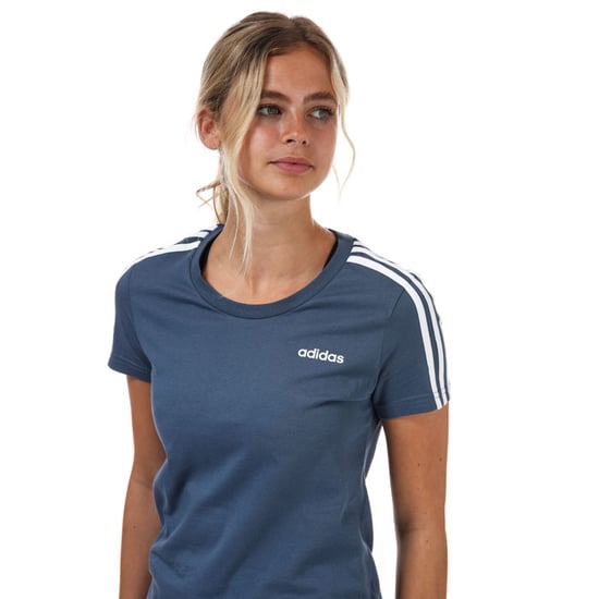 Women's adidas Essentials 3-Stripes T-Shirt in Blue-White - Image 5