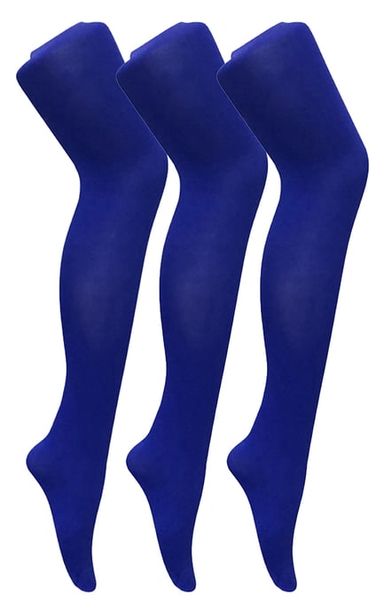 3 paar dames gekleurde ondoorzichtige 80 denier panty's - Colbalt Blue - Image 1