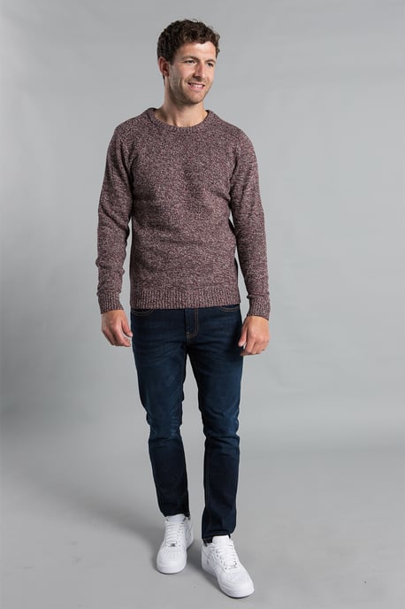 Wine Recycled Cotton Blend Crew Neck Twist Jumper