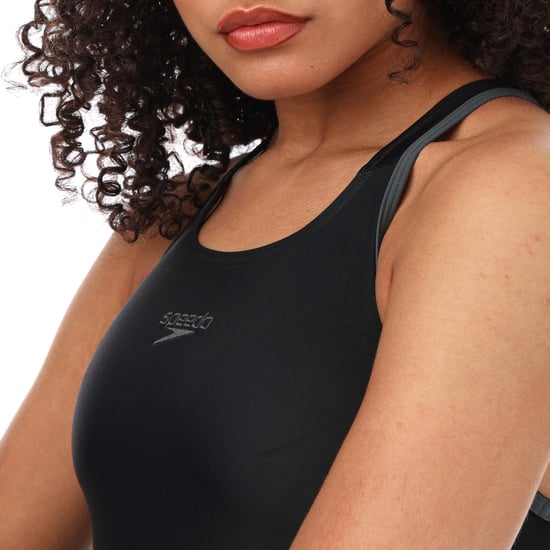 Women's Speedo Hyperboom Racerback Swimsuit in Black Grey