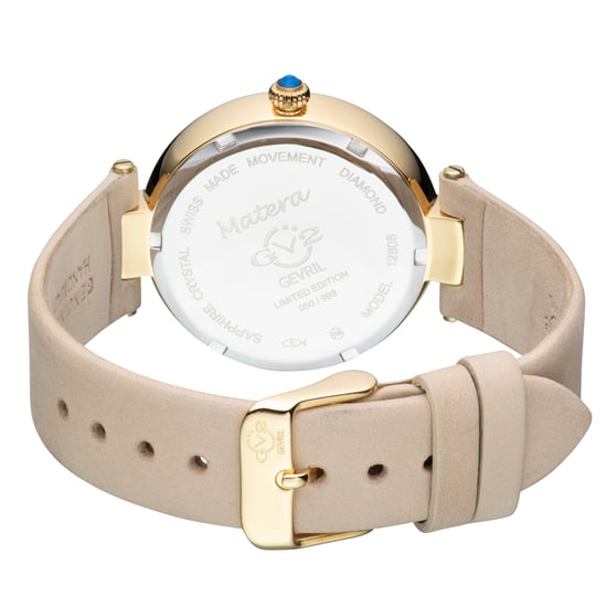 GV2 Matera Women's Swiss Quartz White Mother of Pearl Dial Ecru Suede Watch Diamond Watch - Image 2