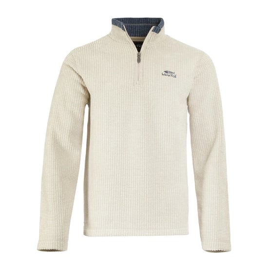 Weird Fish Heren Newark Grid Eco Friendly Quarter Zip Fleece Top (Ecru) - Image 1