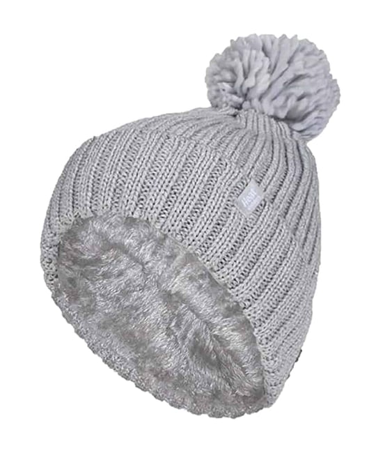 Ladies Ribbed Cuffed Thermal Insulated Winter Pom Pom Bobble Hat
