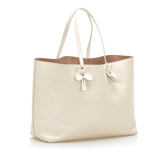 Vintage Bottega Veneta Leather Tote Bag White - Image 2