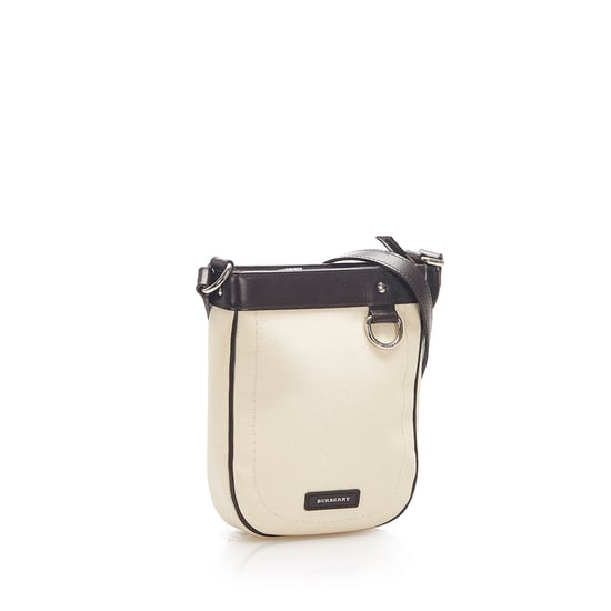 Vintage Burberry Canvas Crossbody Bag White - Image 2