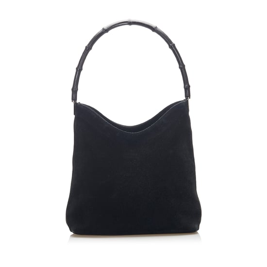 Vintage Gucci Bamboo Suede Shoulder Bag Black - Image 1