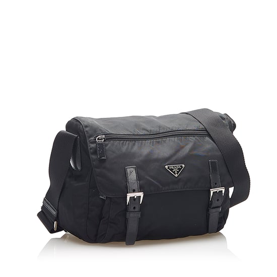 Vintage Prada Tessuto Crossbody Bag Black - Image 2