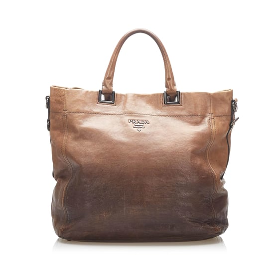 Vintage Prada Vitello Shine Satchel Brown - Image 1