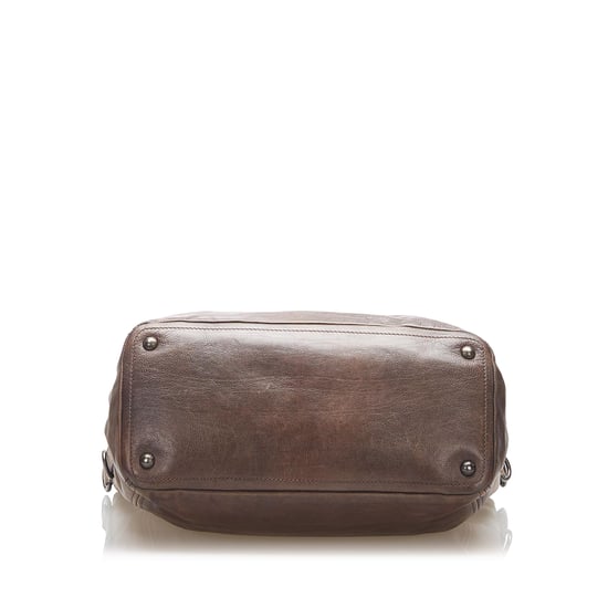 Vintage Prada Vitello Shine Satchel Brown - Image 4