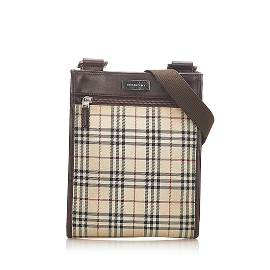 Vintage Burberry House Check Canvas Crossbody Bag Brown - Image 1