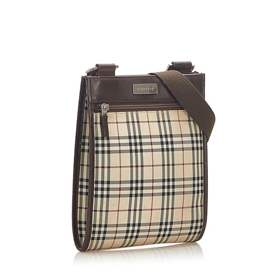 Vintage Burberry House Check Canvas Crossbody Bag Brown - Image 2