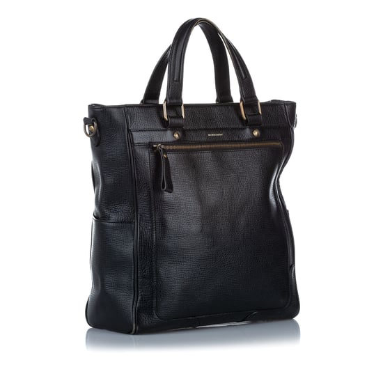 Vintage Burberry Leather Tote Bag Brown - Image 2