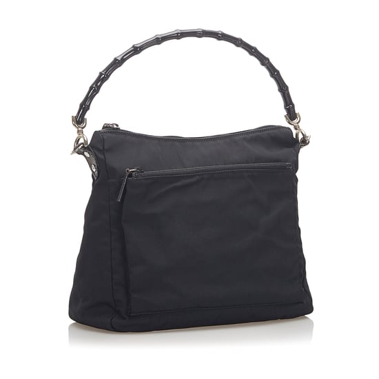 Vintage Gucci Bamboo Canvas Satchel Black - Image 2