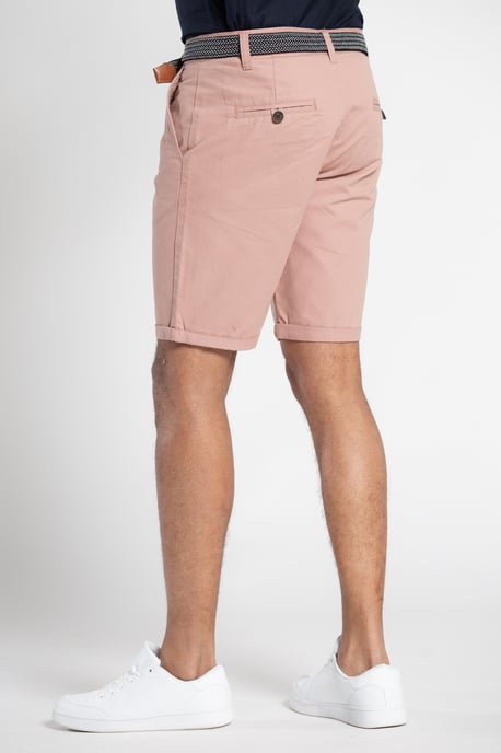 Pink Cotton Oxford Shorts With Belt
