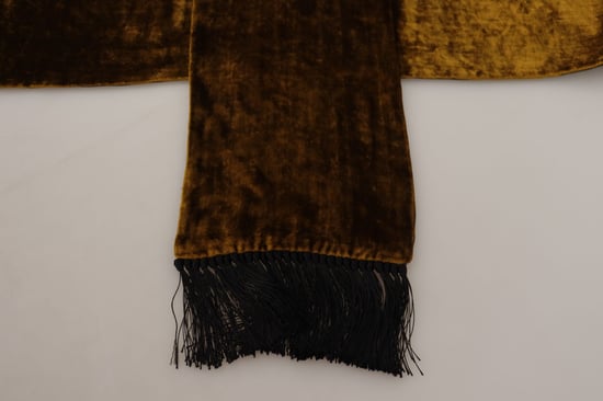 Dolce & Gabbana Brun Herrsjal Varm Halsduk Fransen Silkeskarf för Herrar - Image 4