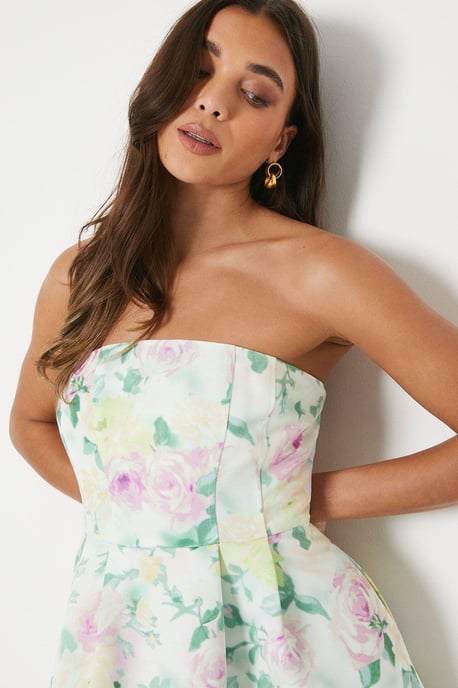 Petite Floral Bandeau Ottoman Midi Dress - Image 4