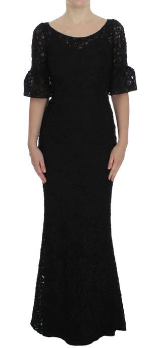 Dolce & Gabbana Vrouwen Zwart Bloemen Kanten Lange Bodycon Maxi Jurk - Image 1