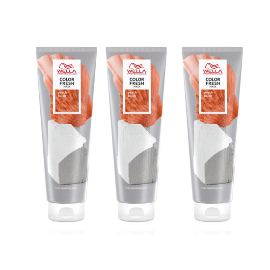 3 x Wella Color Fresh Semi-Permanent Hair Mask 150ml - Peach - Image 1