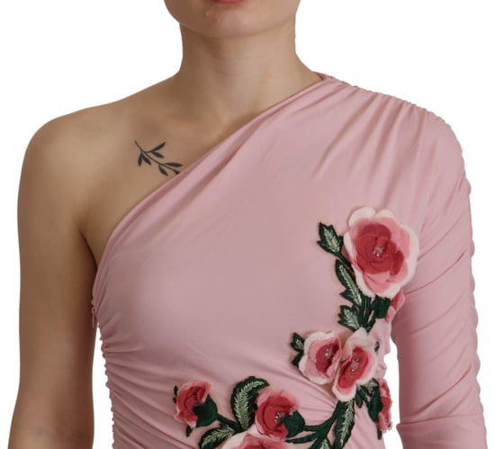 Dolce & Gabbana Roze Bloem Versierde Off-Shoulder Damesjurk - Image 4