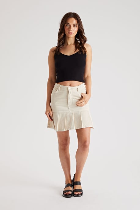 Stone Twill Pleat Skirt