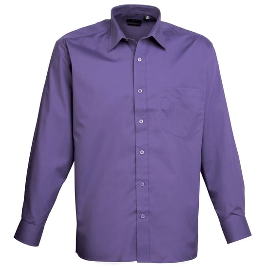 Premier Heren Premier Poplin Formeel Overhemd Met Lange Mouwen (Paars) - Image 1