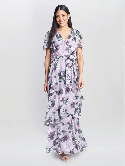 RUBY Printed Tiered Maxi Dress with Belt