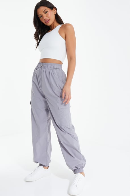 Grey Parachute Cargo Trouser
